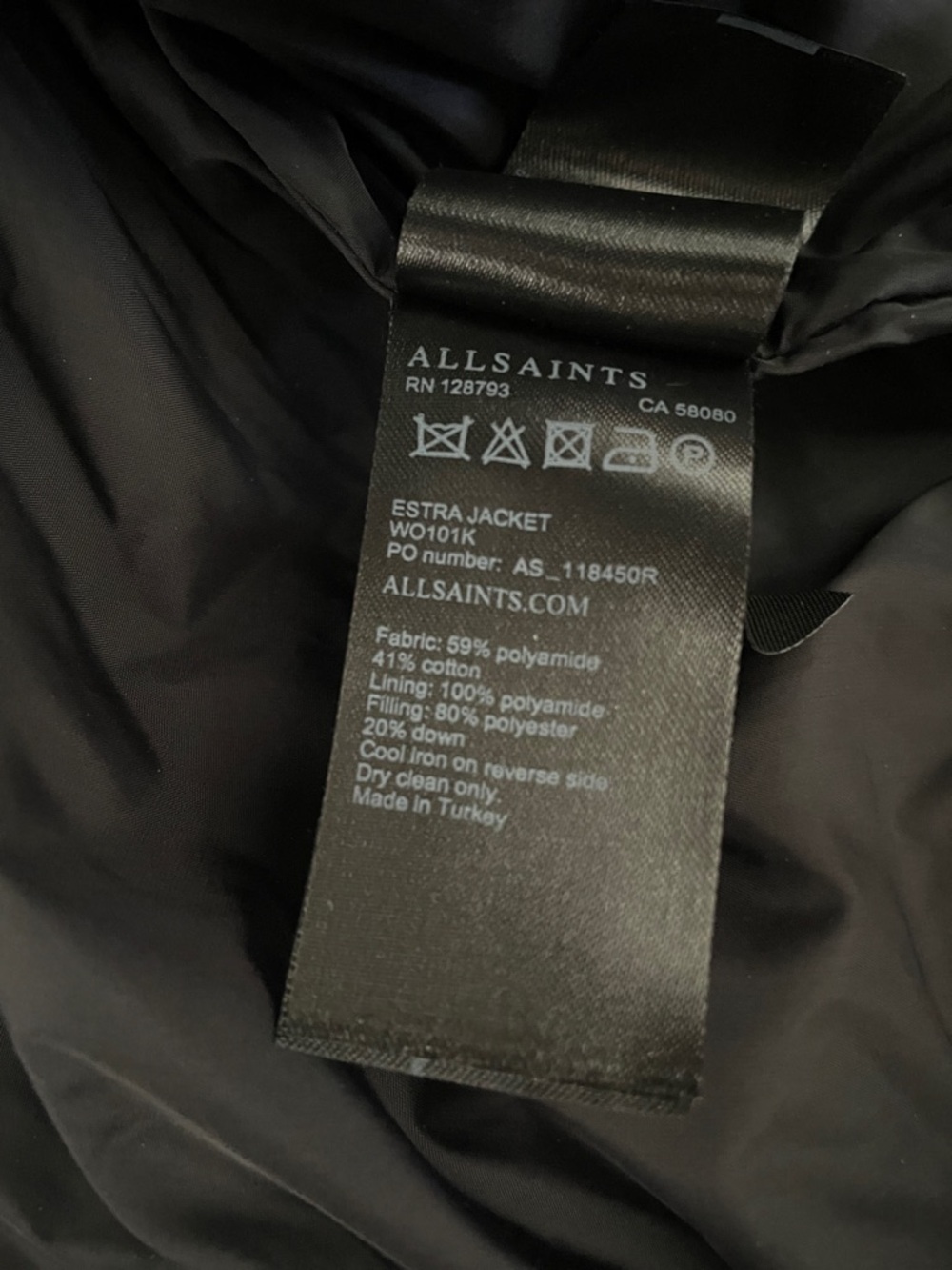 Price Drop 🔷 All Saints Small Estra Black Puffer Hooded Coat - Picture 12 of 15